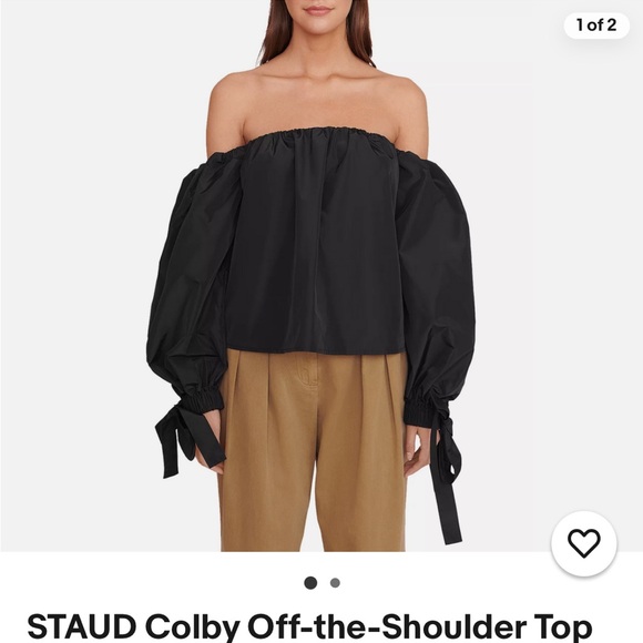 STAUD Elegant Black Off-Shoulder Blouse - Picture 1 of 4